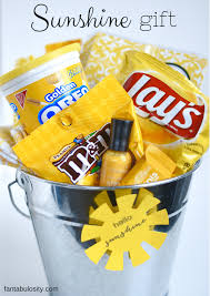 So although the sunshine gift box can run on the affordable gift, side… i could easily add something to it. Box Of Sunshine Gift Ideas Gift Baskets Of All Things Yellow Fantabulosity