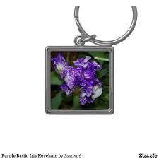 Purple Batik Iris Keychain Zazzle Com Keychain Purple Custom Buttons