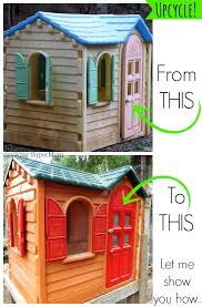 Upcycle A Playskool Playhouse With Paint Day2day Supermom Play Houses Backyard Fun Diy For Kids