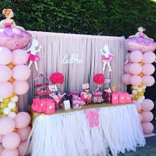 Birthday Cake Table Decoration At Home Ballerina Theme Baby Shower Baby Shower Themes Decor Table Decorations
