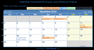 Biskeo propose deux modèles de calendriers à télécharger et imprimer : France Calendrier Pour L Impression Novembre 2018