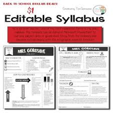 Editable Syllabus Infographic Dollar Deals Class Syllabus Teaching Classroom Syllabus