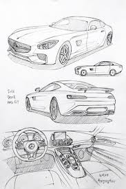 Autozeichnung 160124 2016 Benz Amg Gt Prisma Auf Papier Kim J H Car Design Sketch Car Drawings Design Sketch