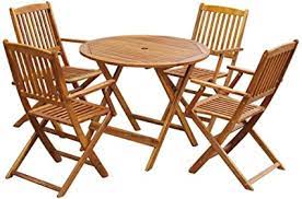 Your outdoor sofa, dining table and more offer a. Amazon Com Festnight 5 Piece Wooden Outdoor Patio Dining Set Round Folding Table With 4 Foldable Chairs Eucalyptus Wood Outdoor Furniture Space Saving For Garden Backyard Terrace Balcony Garden Outdoor