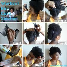 This hair style will offset the full curly length on the top while giving you a very hip style. Workout Hair Care Solution The Easy Updo Hair Hacks Natural Hair Styles Hair Styles