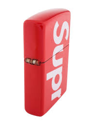 Red And White Metal Supreme Zippo Lighter With Brand Logo Throughout Includes Box Made In Usa Zippo Lighter Zippo Supreme Brand