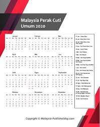 Ketahui kalendar cuti umum di sarawak untuk tahun 2021 dan mulakan perancangan percutian anda. Perak Cuti Umum Kalendar 2020