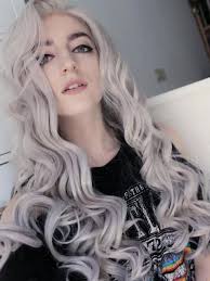 Gray Waist length Wavy Synthetic Lace Front Wig-SNY053