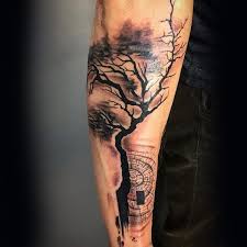 Abstract Forearm Guys Tree Tattoos Tato Lengan Pemandangan