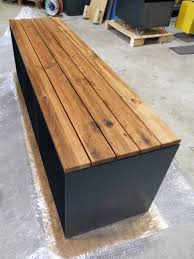 Alle sachen haben ihren platz. Gartenbank Sitzbank Classic L Holz Metall Mit Stauraum Eiche Anthrazitgrau Stahlzart