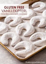The linzer cookie is named after the city of linz in austria and is closely related to the famous linzer torte that uses a similar kind of dough. Gluten Free Vanillekipferl Vanilla Crescent Cookies The Loopy Whisk