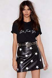 Star Print Faux Leather Mini Skirt Nasty Gal