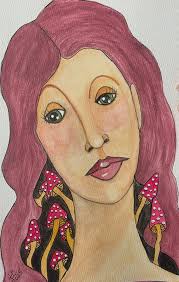 Strawberry tart watercolor art with technical pen