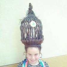 Bird With Crazy Hair Crazy Hair Day Super Easy Birdcage Just Wrap The Hair Around The Cage Voila Crazy Hair Crazy Hair Days Wacky Hair Days