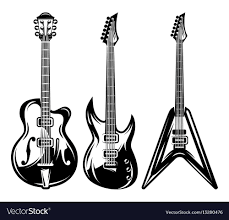 Vector Set Of Monochrome Electric Guitars For Poster Design Download A Free Preview Or High Quality Adobe Illu In 2020 Electric Guitar Art Poster Design Guitar Vector