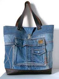 Le sac cabas en toile de jean bleue apporte une ambiance originale avec sa toile épaisse de qualité. Sac Cabas En Jean Recycle Collections Les Poches Soleil Sacs A Main Par Yza Dora Sac Cabas Sac Et Sac En Jean