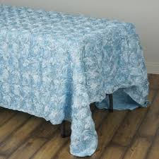 90 X 132 Lightblue Grandiose Rosette 3d Satin Rectangle Tablecloth Rosette Tablecloth Rectangle Tablecloth Blue Tablecloth