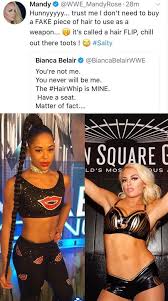 Apparently bianca belair has a snake for a ponytail. Facebook
