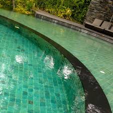 Sukabumi Stone Creates Beautiful Aqua Marine Tone In Deeper Water Much Greener In Shallow Water Swimming Pool Architecture Dream Pools Pool Tile