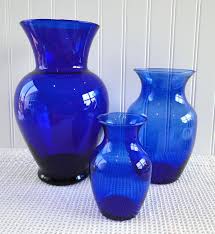 The stylish metal vases have a modern flair finish with the gold accents against distressed white and gray colors. Cobalt Blue Vases Set Of 3 Different Sizes Etsy Cobalt Blue Vase Blue Vase Vase Set