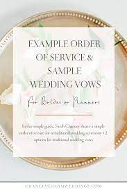 Sample Wedding Vows Example Order Of Service Guide From Chancey Charm Sample Wedding Vows Wedding Vows Examples Wedding Ceremony Outline