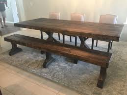 8ft Fancy Farmhouse Table With A Bench Stained In Jacobean Farmhouse Table Fancy Farmhouse Table Stained Table