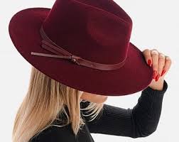Burgundy Brim Hat Etsy