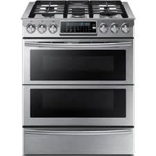 Samsung 30 In 5 8 Cu Ft Slide In Dual Door Double Oven Dual Fuel Range With Self Cleaning Convection Oven In Stainless Steel Ny58j9850ws Double Oven Range Samsung Appliances Double Oven