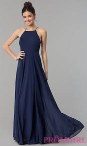 Open Back High Neck A Line Chiffon Long Prom Dress Dresses High Neck Dress Formal Dresses Formal Elegant
