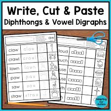 Check out these free vowel digraph worksheets to learn more than the basics of english and get to know the introduce your students to a neat phonics teaching tool by using each of these worksheets. Diphthong And Vowel Digraphs Worksheets No Prep Write Cut And Paste Autism Work Tasks