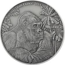 Kongo 1000 Francs 2014 Antique Finish Gorilla Silber Gold Und Silber Platin