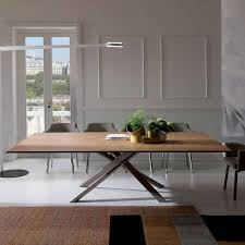 L110 x p60 x h35 cm • hauteur plateau relevé : Table Design Extensible Rectangulaire En Bois Et Metal 4x4 4 Pieds Com