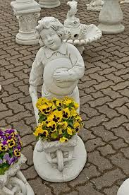 Figuren Set 2 X Steinfigur Pflanzschale Pflanzkubel Gartenfigur Weiss Grau Pflanzkubel Selber Machen Pflanzkubel Bepfl Pflanzkubel Gartenfiguren Pflanzschale