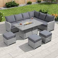 Nova Heritage Ciara Right Hand Corner Dining Set With Fire Pit Table White Wash Grey Outdoor Lounge S Outdoor Lounge Set Corner Dining Set Fire Pit Table