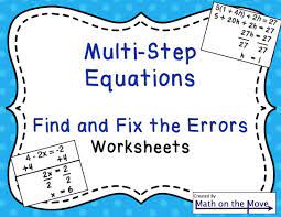 Multi Step Equations Find And Fix The Errors Worksheet Multi Step Equations Middle School Math Teacher Teaching Math