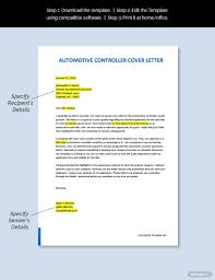 Free Automotive Controller Cover Letter Word Google Doc Apple Mac Pages Letter Template Word Cover Letter Template Cover Letter Template Free