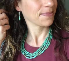 Antique Gold Chevron and Turquoise Drop Earrings