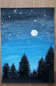 There are volleyball nets to play volleyball and there night illustration forest illustration landscape illustration scenery paintings nature paintings. Night Sky Above The Forest Painting Art Projects Night Painting Painting