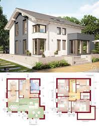 haus neubau modern mit satteldach architektur aussen putz fassade weiss grau grundriss offen mit winterga architektur architektur haus design haus architektur