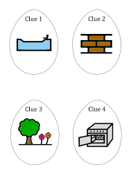 Clues 1 4 For Makaton Easter Egg Hunt Made For James But Feel Free To Print Easter Egg Hunt Crafty Egg Hunt