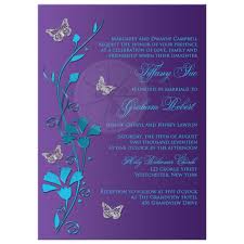 Wedding Invitation Turquoise Blue Purple Silver Flowers Butterflies Turquoise Wedding Invitations Silver Wedding Invitations Purple And Silver Wedding