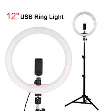 30cm Lamp Usb Ring Light With 1 1m Tripod Stand Phone Holder 12 Dimmable Led Photography Lighting For Xiaomi Iphone Huawei Photographic Lighting Aliexpress