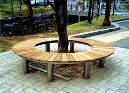 Circular tree bench with a view. Wood Bench Around A Tree Circular Outdoor Wooden Benches Rounded Tree For Gardens And Park Ha Bench Around Trees Wood Bench Outdoor Wooden Bench Outdoor