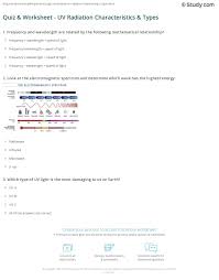 Quiz Worksheet Uv Radiation Characteristics Types Study Com
