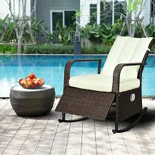 Reclining Rocking Chair Rattan Patio Wicker Sit Porch Garden Seat Lawn Furniture Un Wicker Rocking Chair Outdoor Wicker Rocking Chairs Reclining Rocking Chair