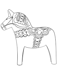 Swedish Dala Horse Coloring Page Horse Coloring Pages Horse Coloring Horse Template
