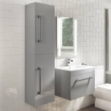 Hangzhou well sanitary ware co.,ltd. 1400mm Wall Hung Tall Boy Bathroom Cabinet Grey Ashford Beba 24938 Appliances Direct