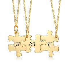 Dichroic glass puzzle piece jewelry and gifts created by california artist ~ janine stillman. Personalized Puzzle Necklace Friendship Customized Pendant 2 3 4 5 Pieces Best Friends Bff Stainless Steel Bridesmaid Gift Customized Necklaces Aliexpress