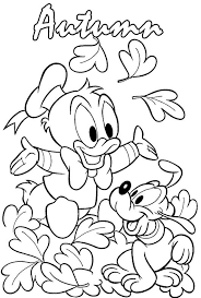 Donald And Pluto Playing In The Fall Season Coloring Pages Autumn Or Fall Coloring Pages Fall Coloring Sheets Fall Coloring Pages Halloween Coloring Pages