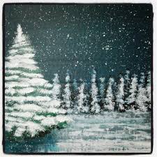 Landscape Winter Landschaft Trees Baume Tanne Snow Schnee Snowfall Night Sky Tannenbaum Malen Landschaften Malen Schneelandschaft